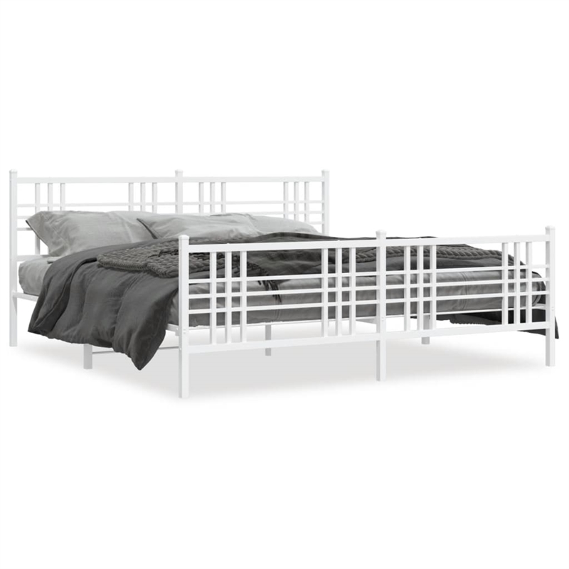Pemberly Row Powder-Coated Steel King/Double Bed Frame in White