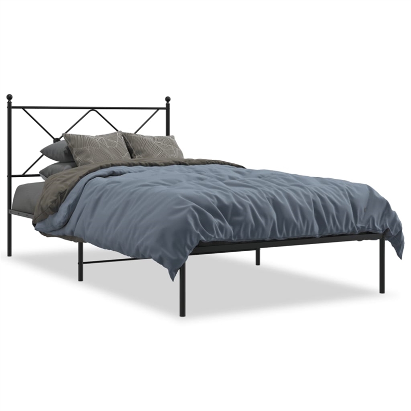 Pemberly Row Contemporary Powder-Coated Steel Twin Bed Frame in Black