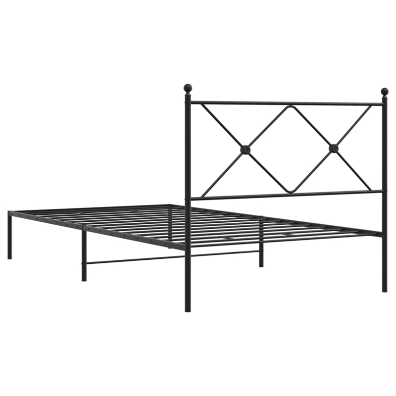 Pemberly Row Contemporary Powder-Coated Steel Twin Bed Frame in Black