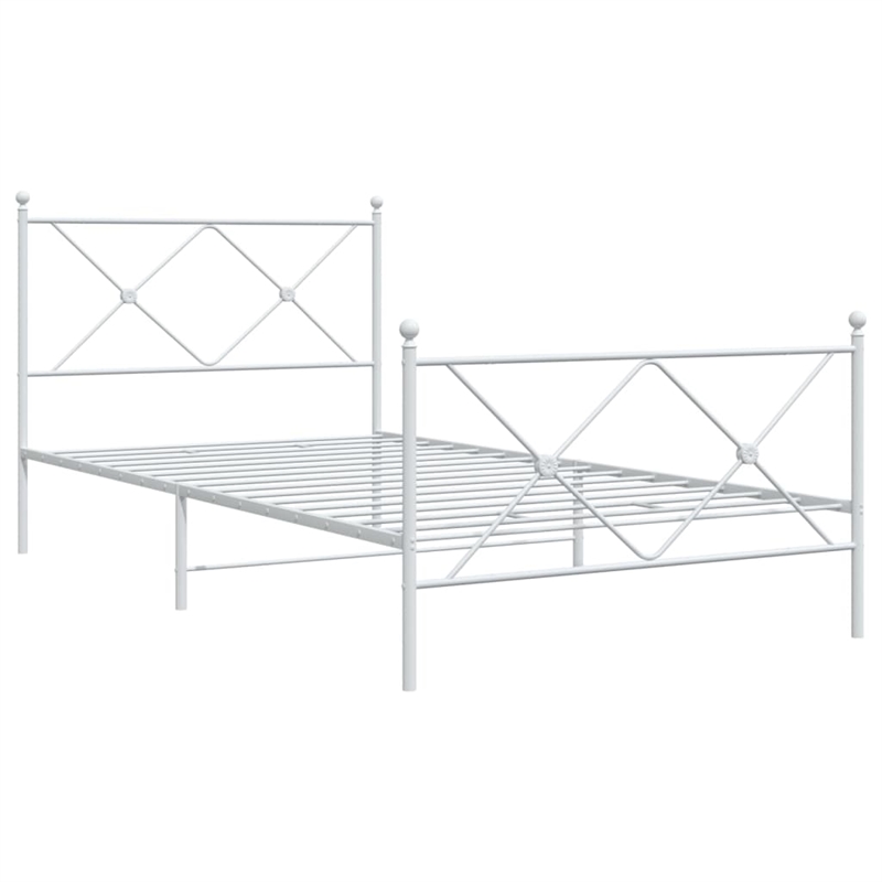 Pemberly Row 39.4 x 78.7 Rectangular Bed Frame in White Steel