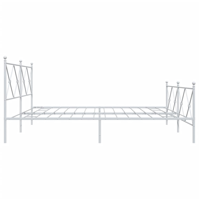 Pemberly Row Contemporary 76 x 80 Rectangular Bed Frame in White Steel