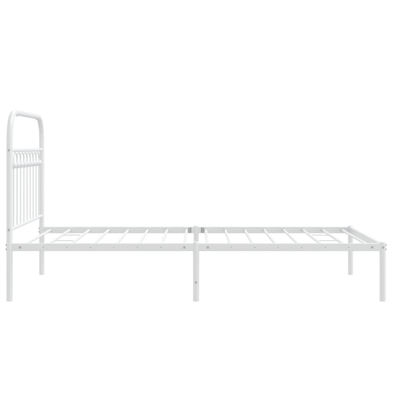 Pemberly Row Rectangular Transitional Steel Twin Bed Frame in White