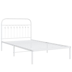 Pemberly Row 39.4 x 78.7 Rectangular Bed Frame in White Steel