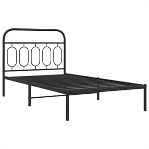 Pemberly Row Contemporary 39.4x78.7 Rectangular Bed Frame in Black Steel