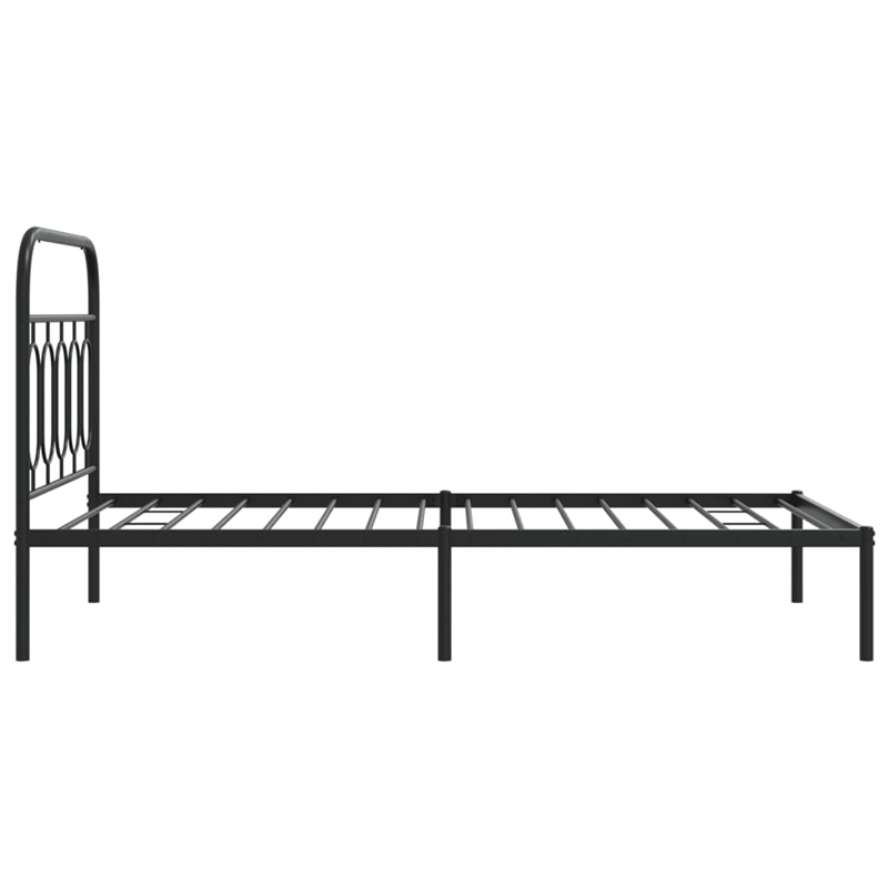Pemberly Row Contemporary 39.4x78.7 Rectangular Bed Frame in Black Steel