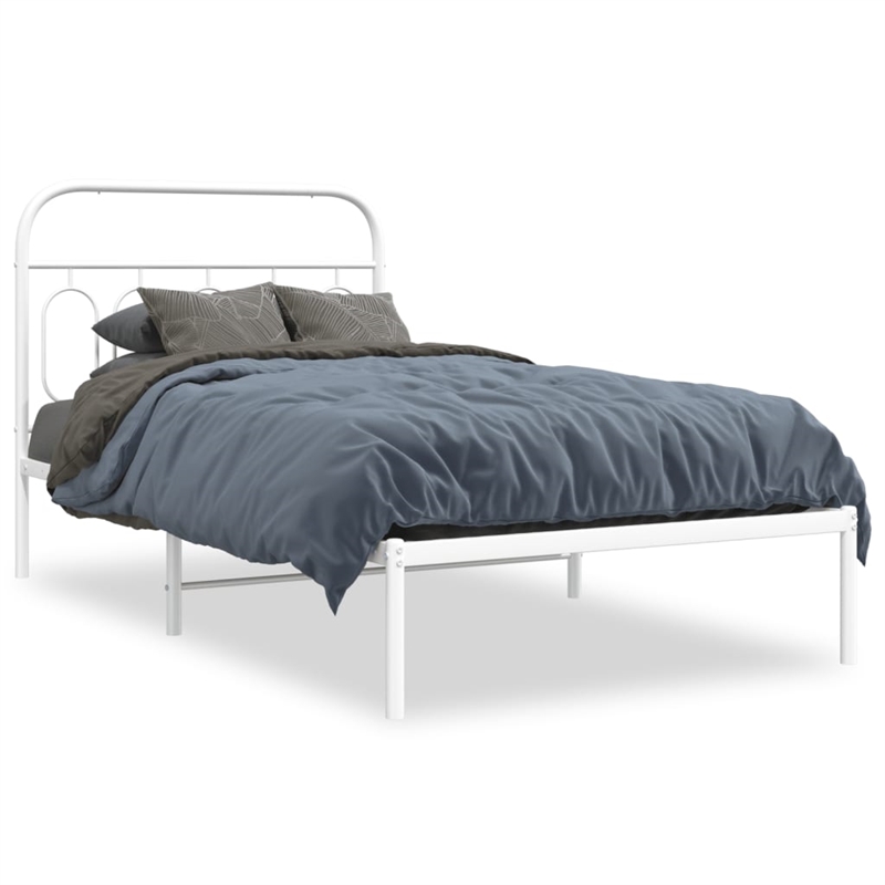 Pemberly Row Contemporary Engineered wood Twin Bed Frame in White