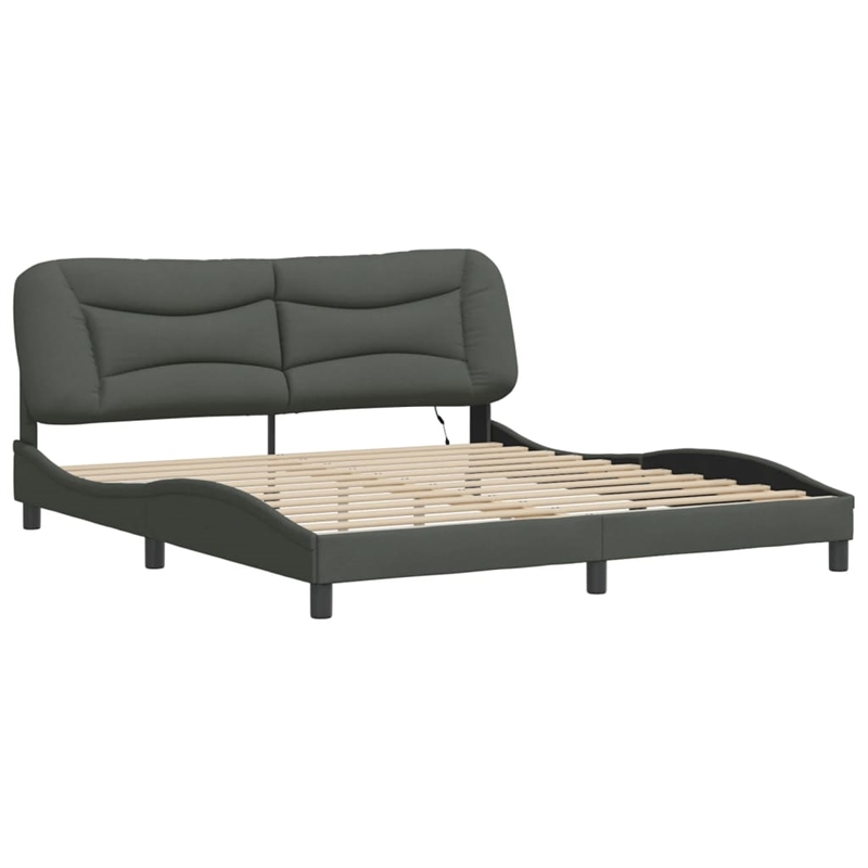Pemberly Row Contemporary Modren King Bed Frame in Dark Gray