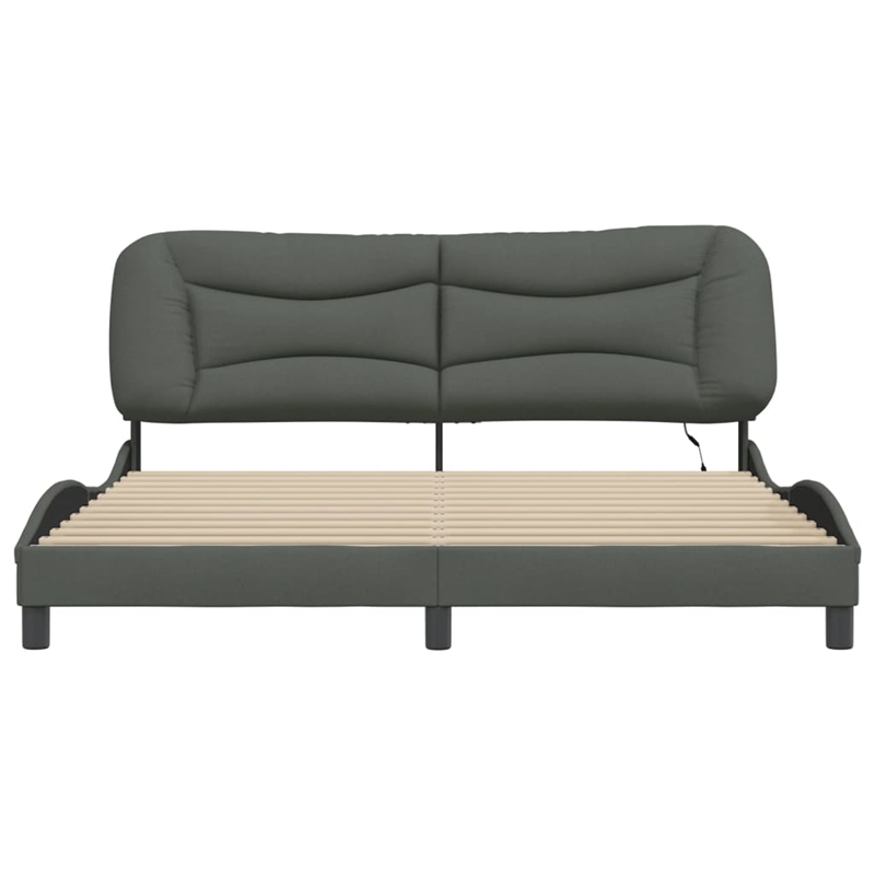 Pemberly Row Contemporary Modren King Bed Frame in Dark Gray