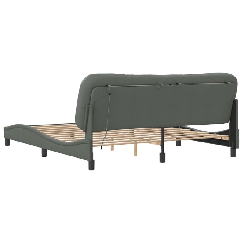 Pemberly Row Contemporary Modren King Bed Frame in Dark Gray