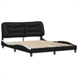 Pemberly Row Engineered Wood Faux Leather Queen Bed Frame in Black and White
