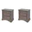 Pemberly Row Set of 2 Driftwood Gray Wood 3-Drawer Nightstands