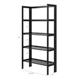 Pemberly Row Modern Solid Wood 4-Shelves Folding Bookcase in Black