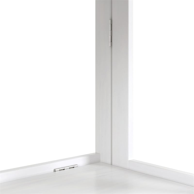 Pemberly Row Modern Solid Wood 4-Shelves Folding Bookcase in White