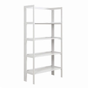 Pemberly Row Modern Solid Wood 4-Shelves Folding Bookcase in White