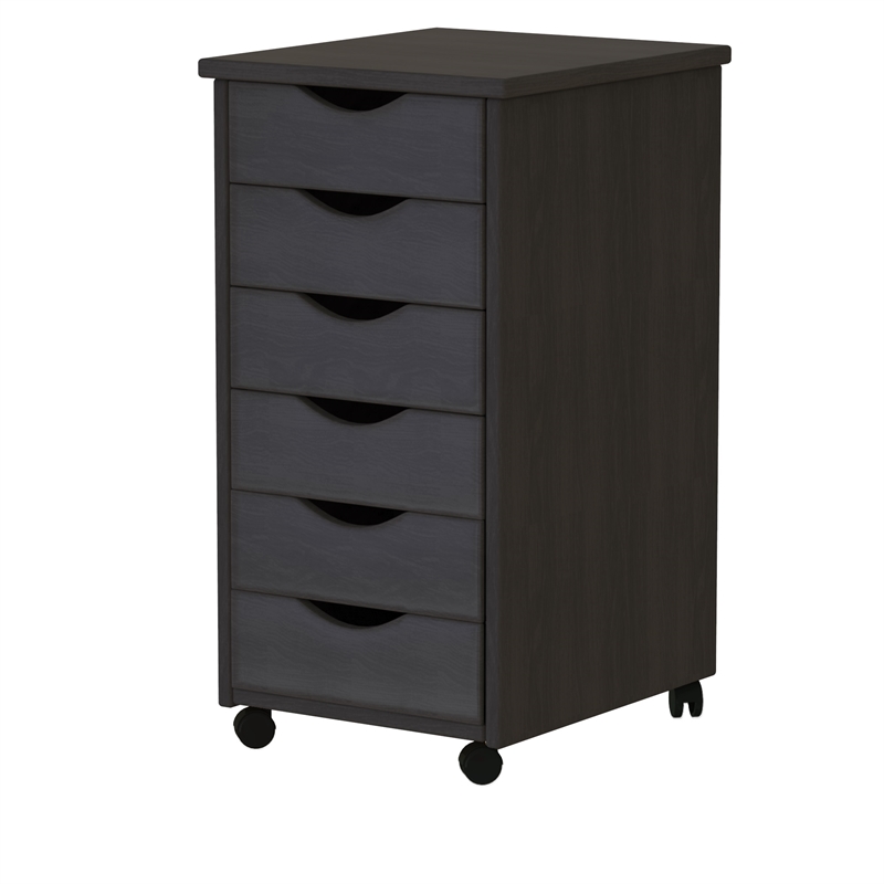 Pemberley Row Solid Wood Black Utility Cart Rectangular Smooth Mobility 15.25
