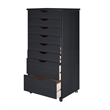 Pemberly Row Modern Solid Wood 6+2 Drawers Wide Roll Utility Cart in Black