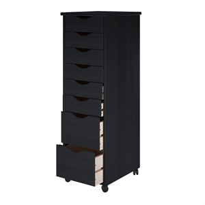 Pemberley Row Hardwood Black Roll Utility Cart Rectangular Smooth Mobility 15.35&quot x 13.25&quot x 40.28&quot Unassembled