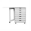 Pemberley Row Solid Pine White Utility Cart Rectangular Removable Drawers 41.6