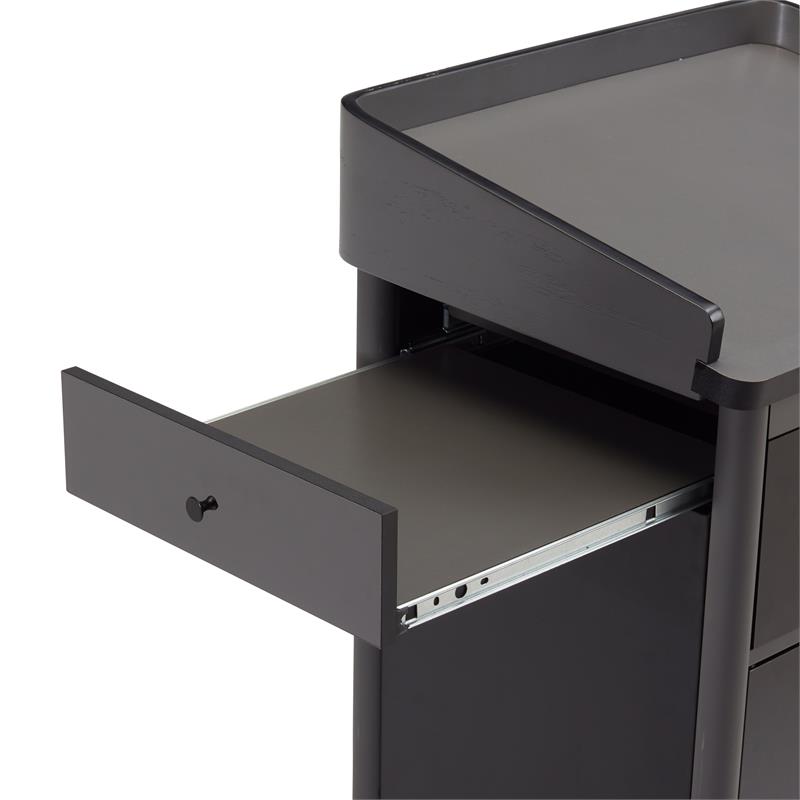 Pemberly Row Metal Lectern with Sound and Handheld Mic in Charcoal