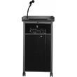 Pemberly Row Metal Lectern with Sound and Handheld Mic in Charcoal