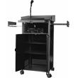 Pemberly Row Metal Lectern with Sound and Handheld Mic in Charcoal