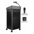 Pemberly Row Metal Lectern with Sound and Handheld Mic in Charcoal