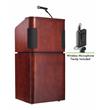 Pemberly Row Contemporary Veneer Wood Combo Sound Lectern in Mahogany