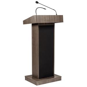 Pemberly Row Contemporary Wood Lectern and Rechargeable Battery in Brown