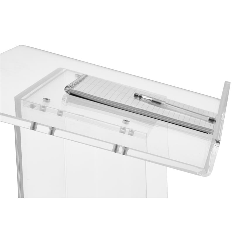Pemberly Row Modern Acrylic Plastic Lectern with Shelf in Clear
