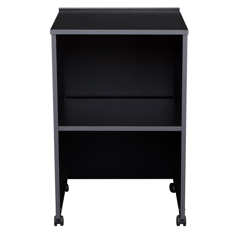 Pemberly Row Contemporary Wood AV Cart/Lectern Base in Black