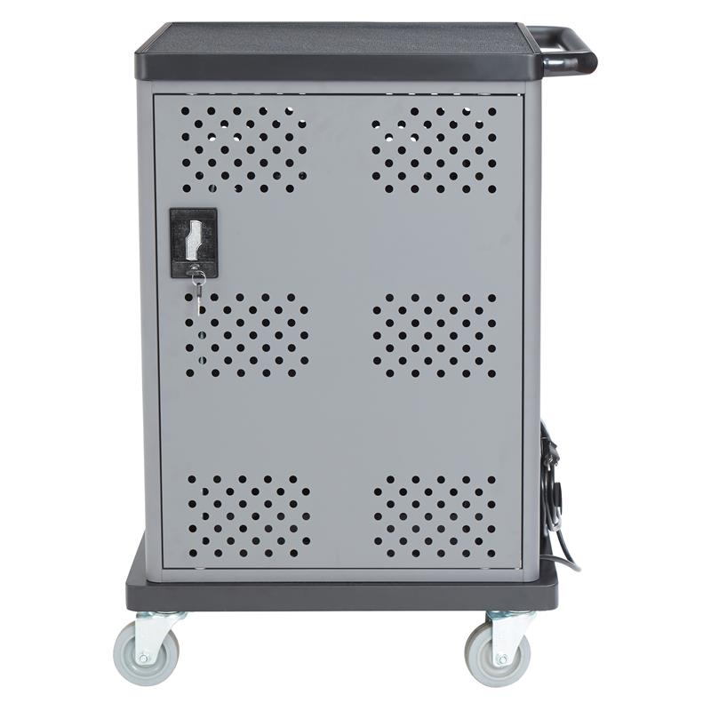 Pemberly Row Modern Metal Duet Charging Cart with Storage in Black