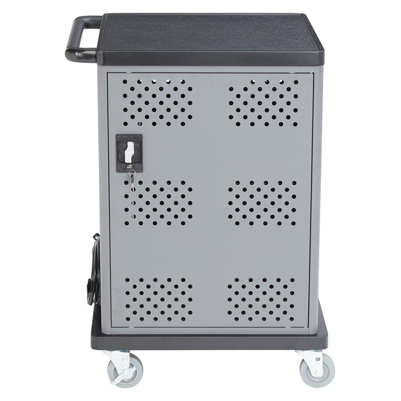 Pemberly Row Modern Metal Duet Charging Cart with Storage in Black