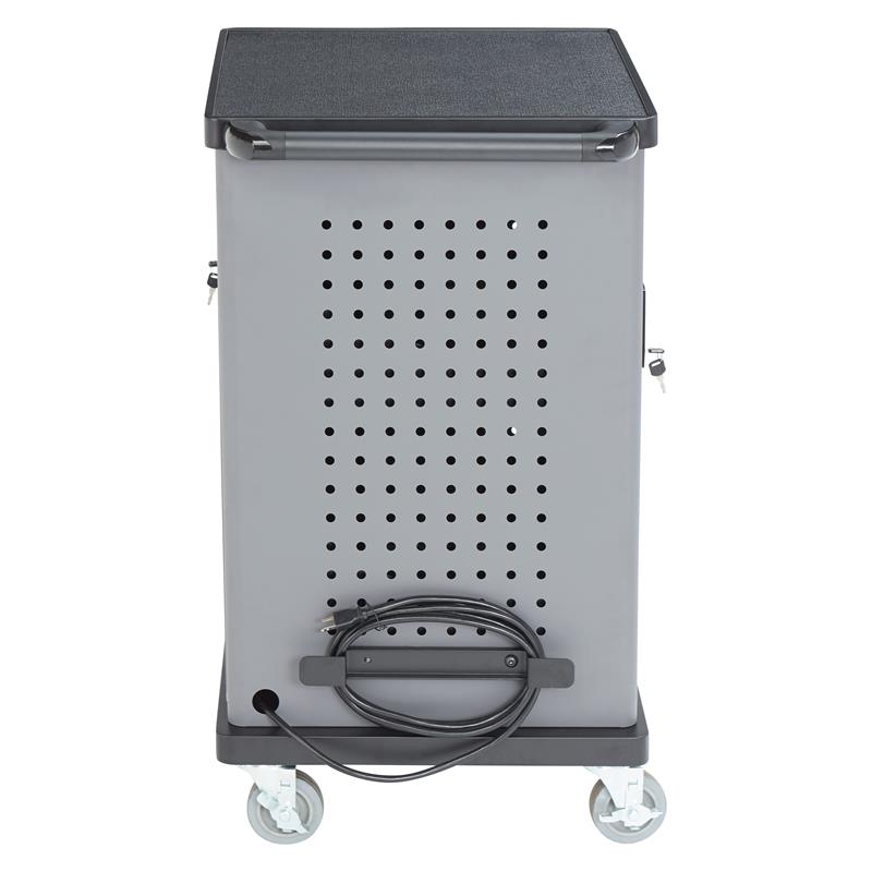 Pemberly Row Modern Metal Duet Charging Cart with Storage in Black