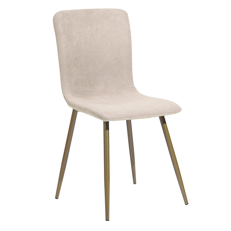 Pemberly Row Fabric and Metal Dining Chairs in Beige (Set of 4)