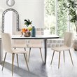 Pemberly Row Fabric and Metal Dining Chairs in Beige (Set of 4)