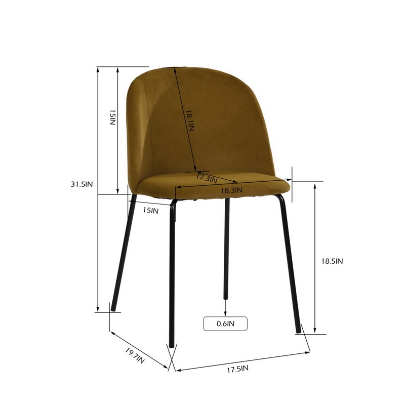 Pemberly Row Contemporary Yellow Fabric Dining Chairs (Set of 2)