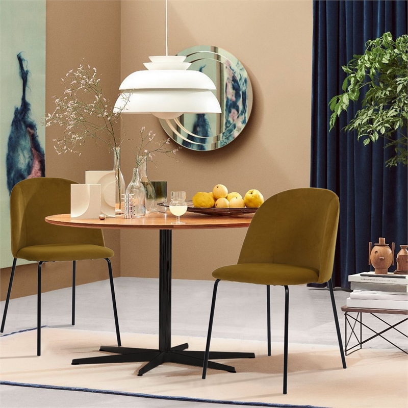 Pemberly Row Contemporary Yellow Fabric Dining Chairs (Set of 2)