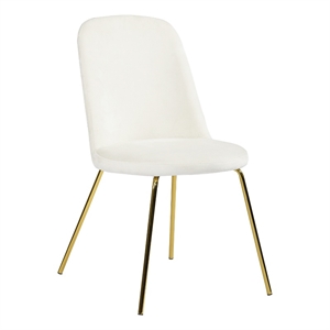 Pemberly Row Contemporary Velvet Side Chair Set of 2 in White