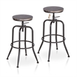 Pemberly Row Set of 2 Swivel Barstools Adjustable Height-Vintage Brown