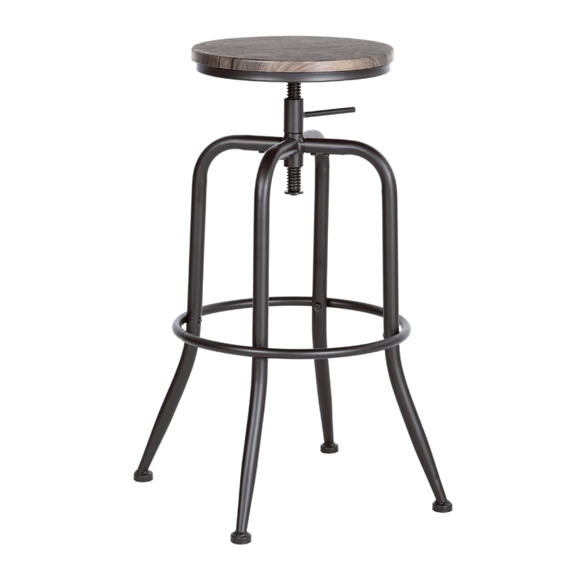 Pemberly Row Set of 2 Swivel Barstools Adjustable Height-Vintage Brown