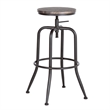 Pemberly Row Set of 2 Swivel Barstools Adjustable Height-Vintage Brown