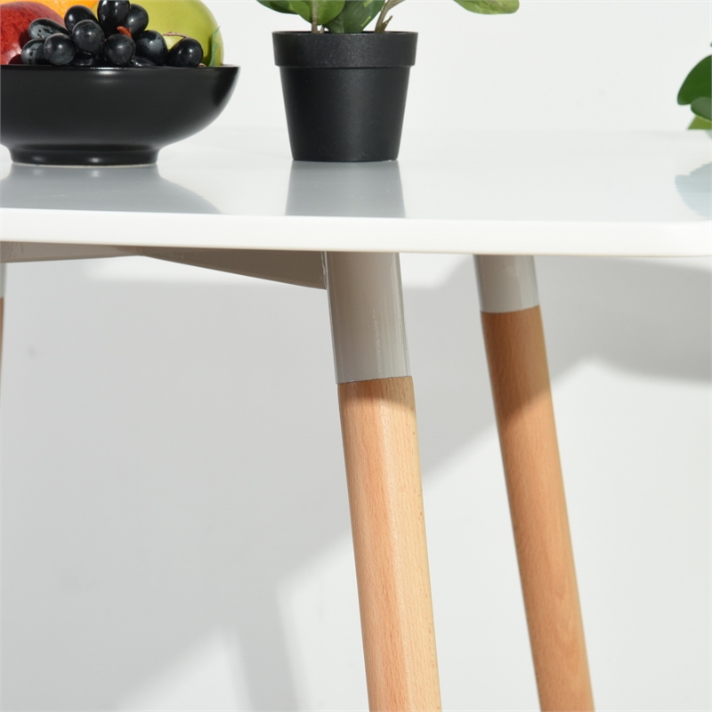 Pemberly Row Modern Square Dining Table with White Top and Natural Wood Legs