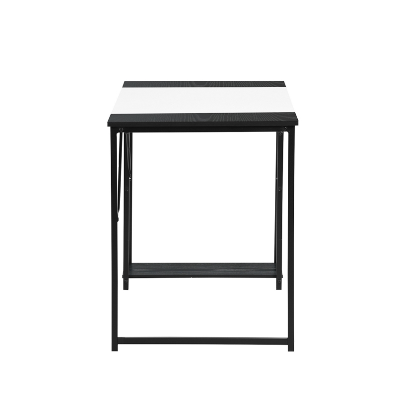 Pemberly Row Black and White Industrial Computer Desk with Storage Shelves