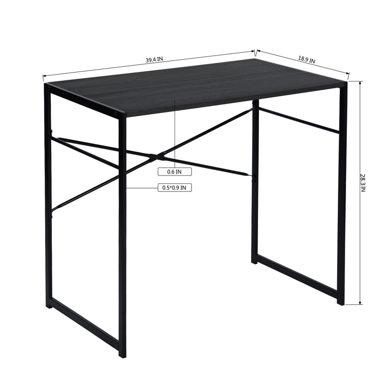 Pemberly Row Black Modern Minimalist Style Compact Industrial Computer Desk