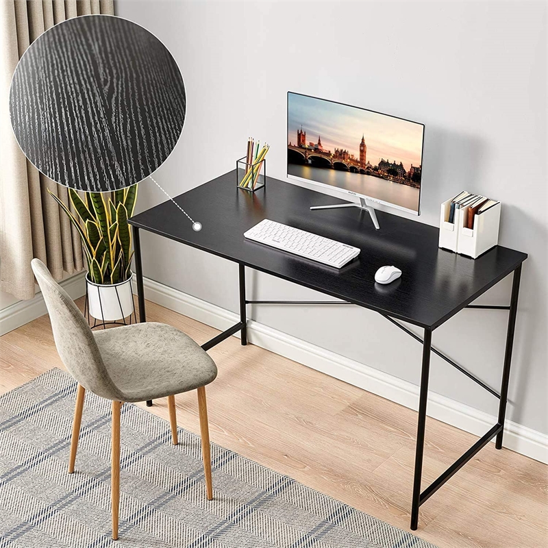 Pemberly Row Black Spacious Work Surface Modern Industrial Computer Desk