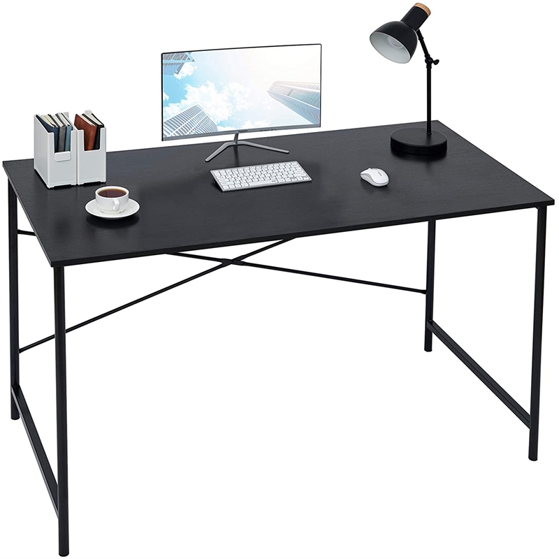 Pemberly Row Black Spacious Work Surface Modern Industrial Computer Desk