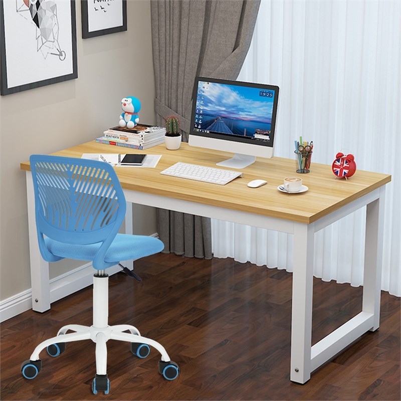 Pemberly Row Blue Ergonomic Office Chair-Adjustable Armless Task Chair