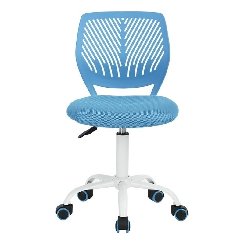 Pemberly Row Blue Ergonomic Office Chair-Adjustable Armless Task Chair
