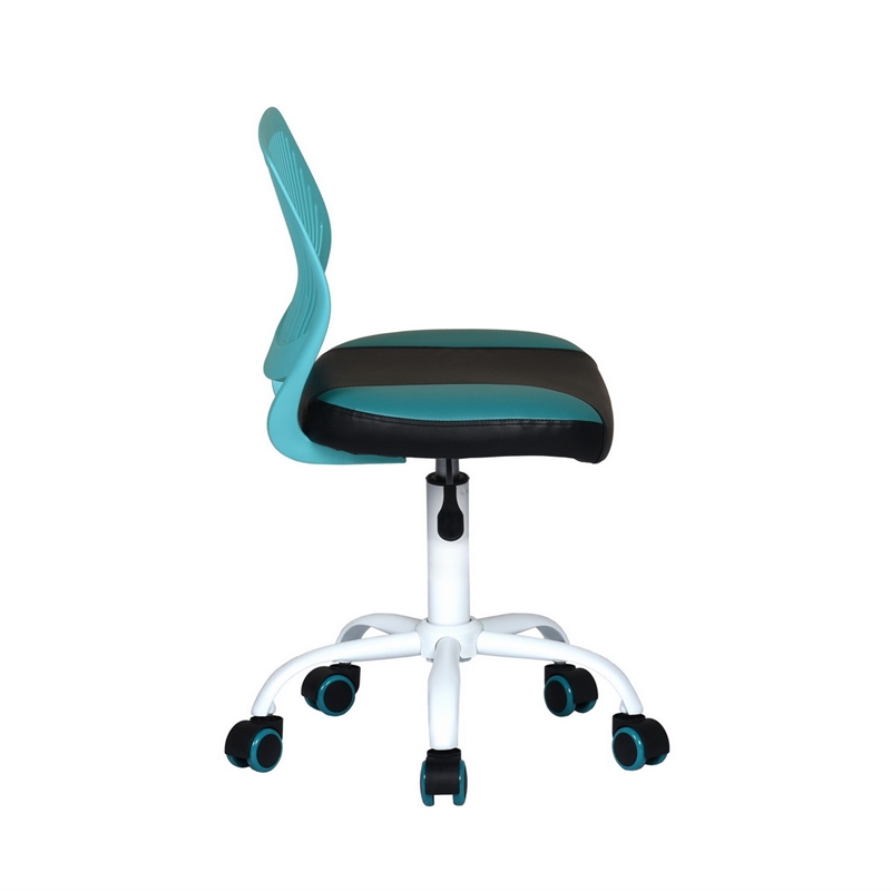 Pemberly Row Blue and Black Mesh Back Office Armless Task Chair