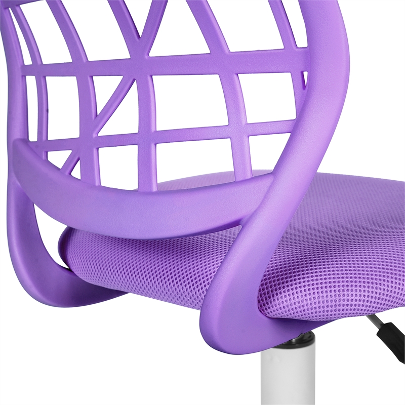 Pemberly Row Purple Mesh Back Office Chair-Adjustable Armless Task Chair